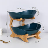 2-Tier Bamboo Fruit Stand for Kitchen, Space Saving Countertop Organizer with Ventilation to Keep Produce Fresh