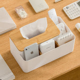 Elevated Extractable Tissue Box Living Room Bamboo Separated Multifunctional Desktop Organizer Remote Control Organizer