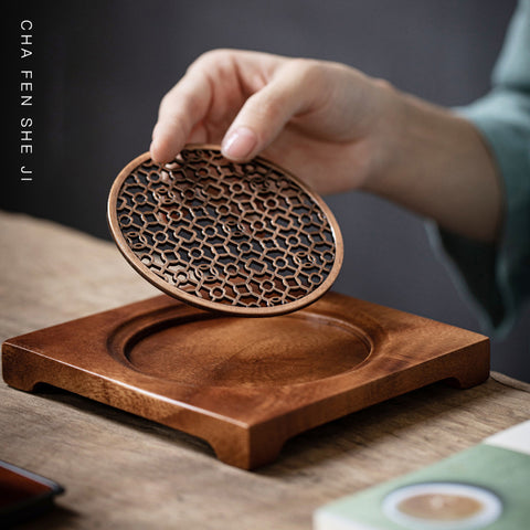 Wooden Pot Bearer Walnut Pot Holder Dry Bubble Table Pot Keeper Purple Sand Pot Water Storage Type Teapot Base Dry Bubble Tray