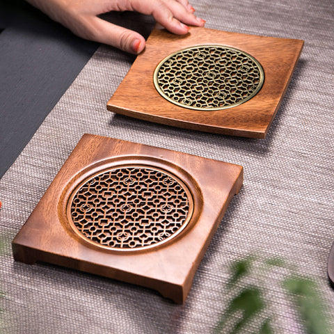 Wooden Pot Bearer Walnut Pot Holder Dry Bubble Table Pot Keeper Purple Sand Pot Water Storage Type Teapot Base Dry Bubble Tray
