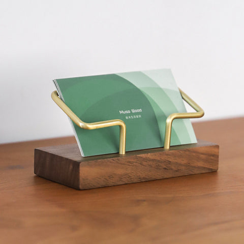 Walnut Brass Business Card Holder Wooden Business Card Holder Metal Business Card Holder Solid Wood Card Holder Signature Box