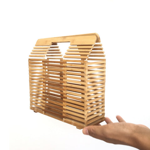 Square Bamboo Bag Ins Wind Hollow Bamboo Handbag Summer Beach Bag Women's Retro Bamboo Bag