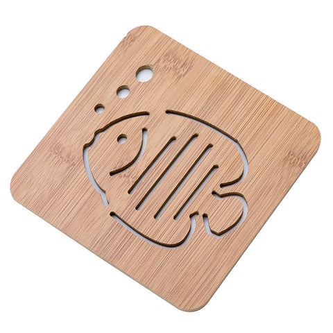 Cartoon Hollow Out Wooden Coaster Kitchen Tableware Thickened Anti Scalding And Heat Insulation Mat
