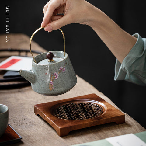 Wooden Pot Bearer Walnut Pot Holder Dry Bubble Table Pot Keeper Purple Sand Pot Water Storage Type Teapot Base Dry Bubble Tray